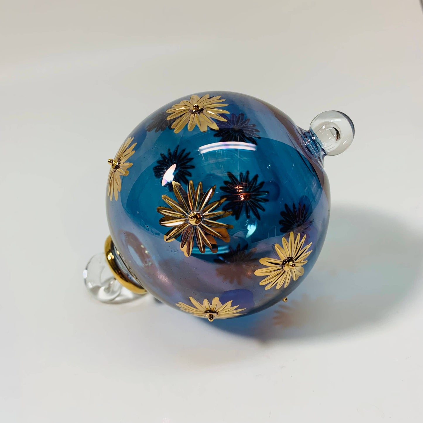 Blown Glass Ornament - Starry Blue Sky