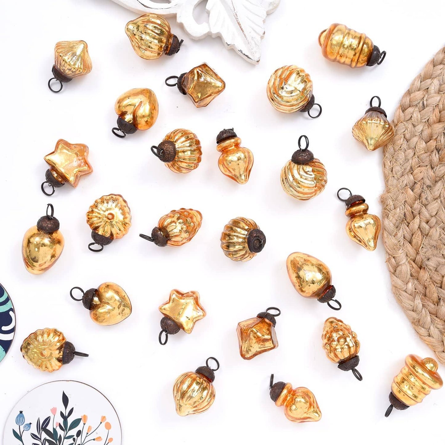 25 Pieces Glass Gold Christmas Ornaments