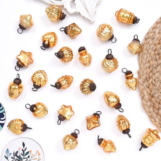 25 Pieces Glass Gold Christmas Ornaments