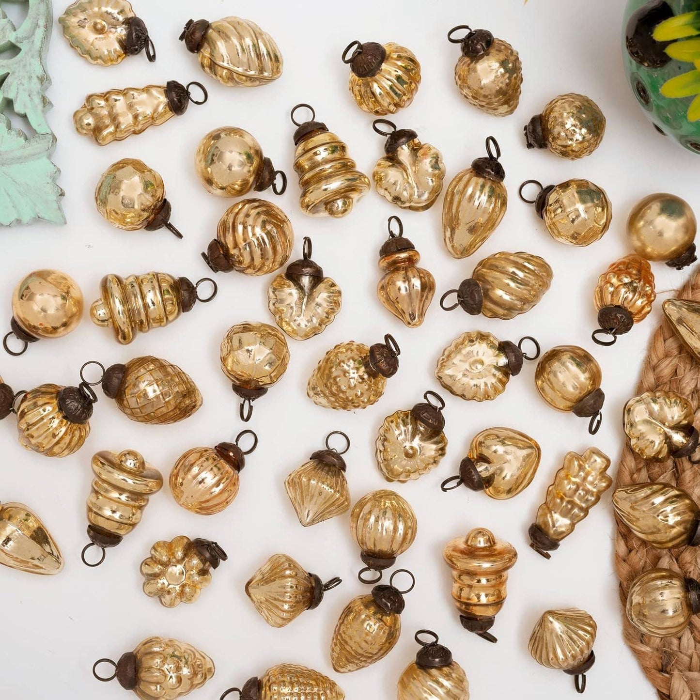 25 Pieces Glass Gold Christmas Ornaments