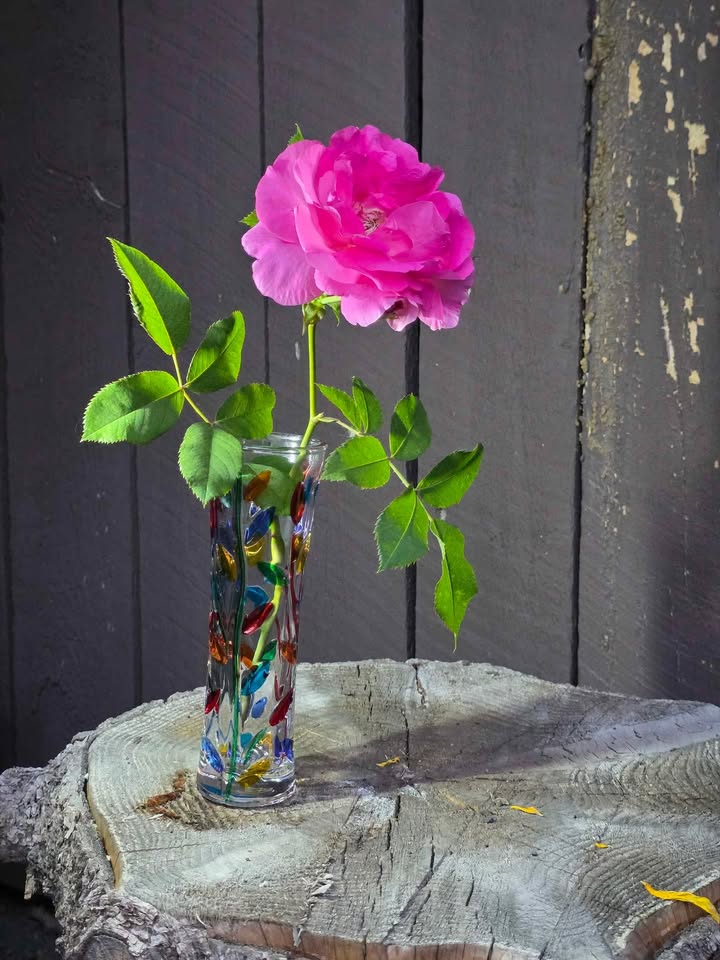 Italian Crystal Tree of Life 7 inch Bud Vase