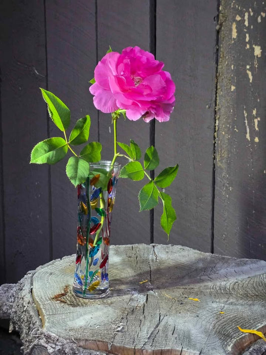 Italian Crystal Tree of Life 7 inch Bud Vase