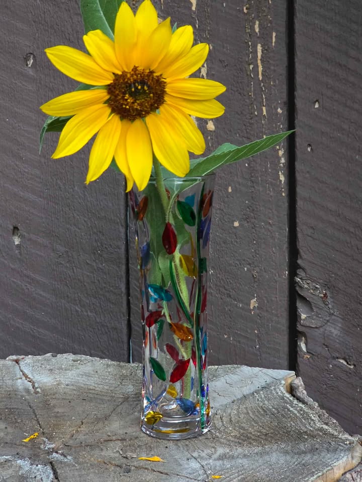 Italian Crystal Tree of Life 7 inch Bud Vase