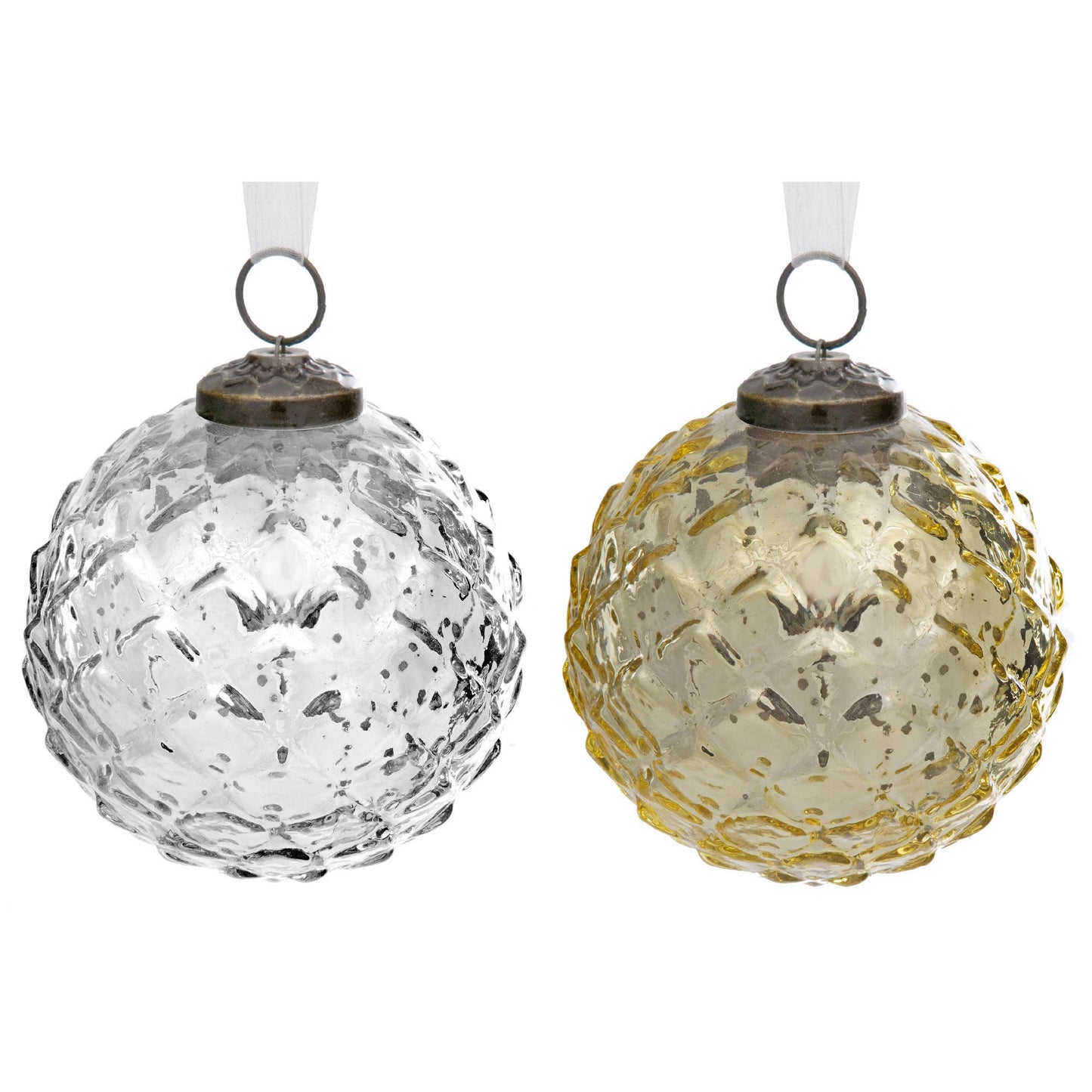 4" Glass Acorn Ornament Gold + Silver: Multi