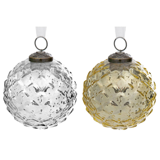 4" Glass Acorn Ornament Gold + Silver: Multi