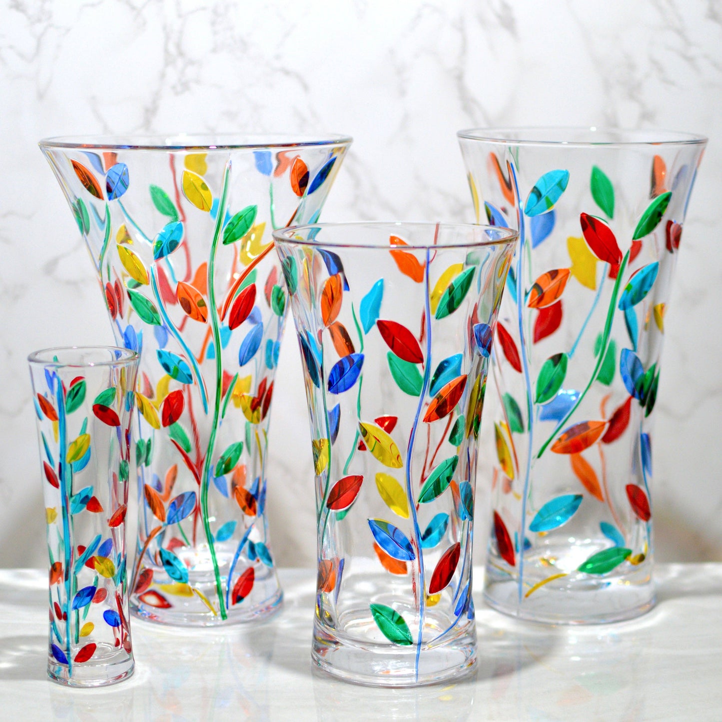 Italian Crystal Tree of Life 7 inch Bud Vase