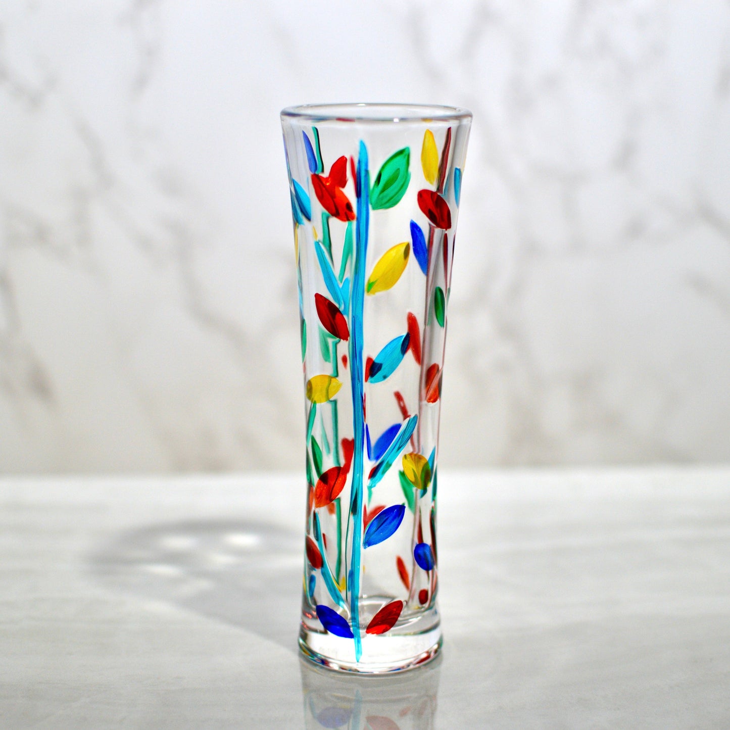 Italian Crystal Tree of Life 7 inch Bud Vase