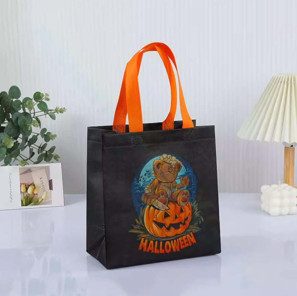 Halloween Kids Treat Tote Bags – 4 Spooky Styles! (Comes in a Pack of 4)