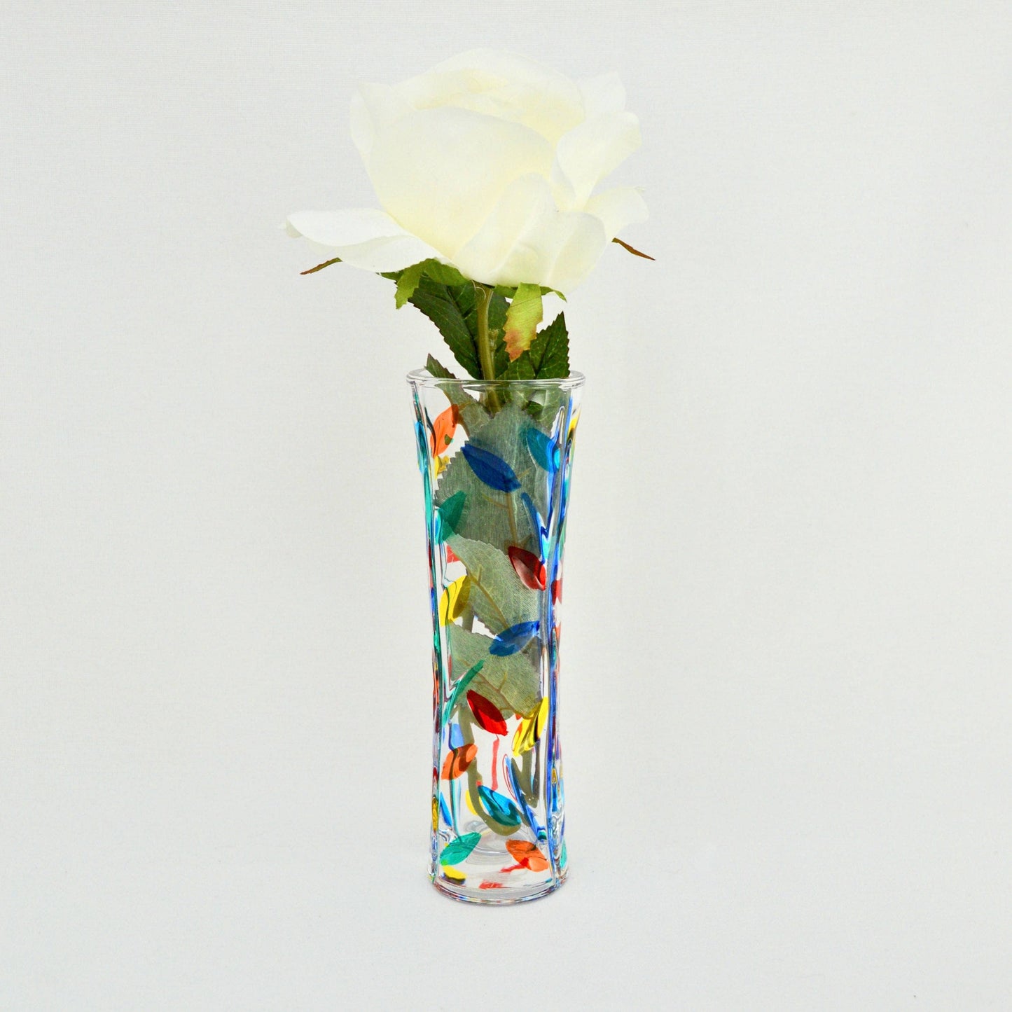 Italian Crystal Tree of Life 7 inch Bud Vase