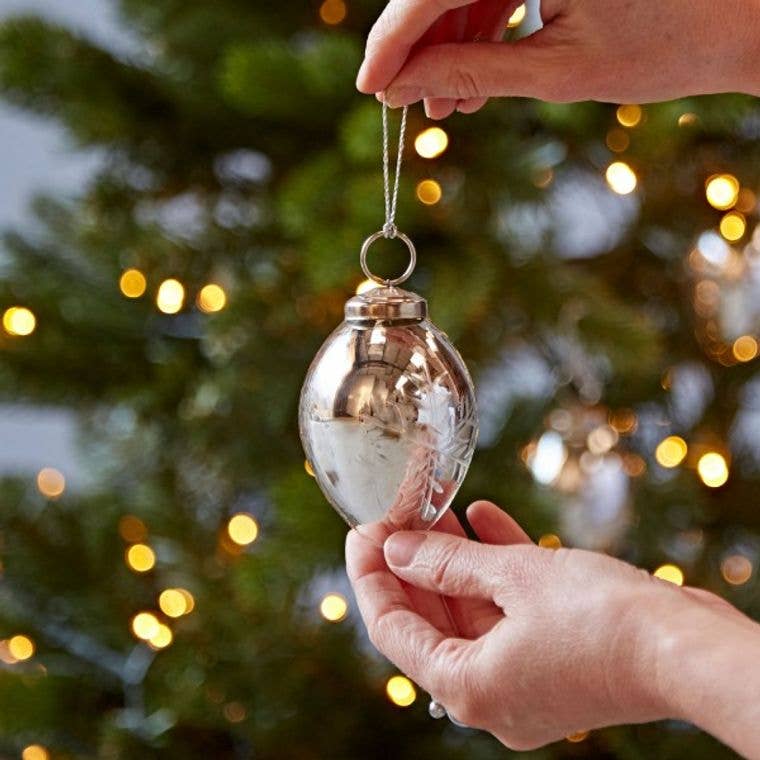 Set Of 3 Antique Effect Glass Snowflake Christmas Baubles