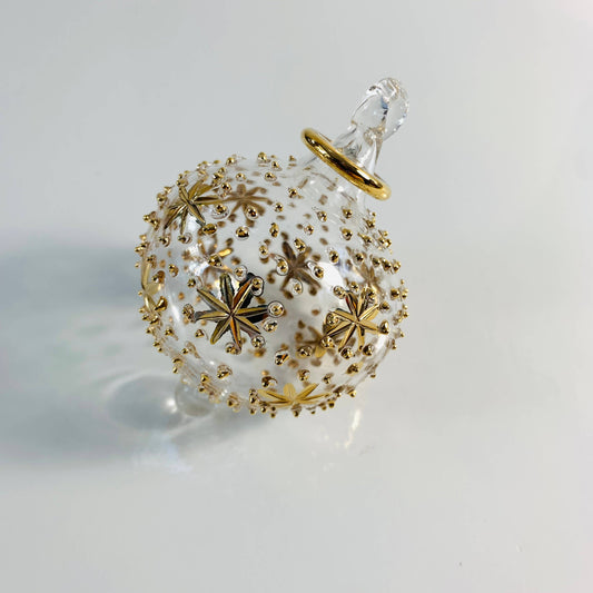 Blown Glass Ornament - Gold Stars & Dots: 2"